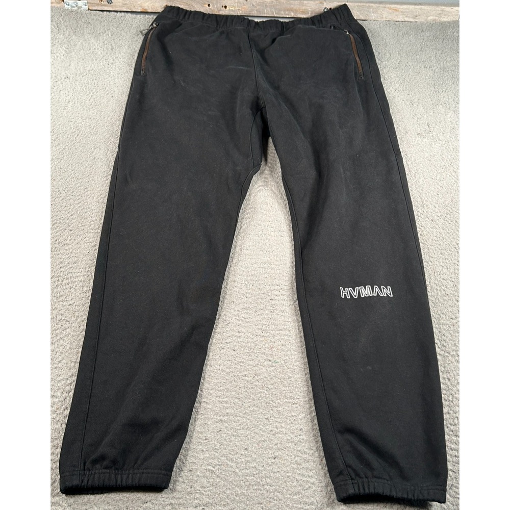 Hvman Sweatpants Men's Black Jogger Tapered‎ Track Running Training Gym Workout